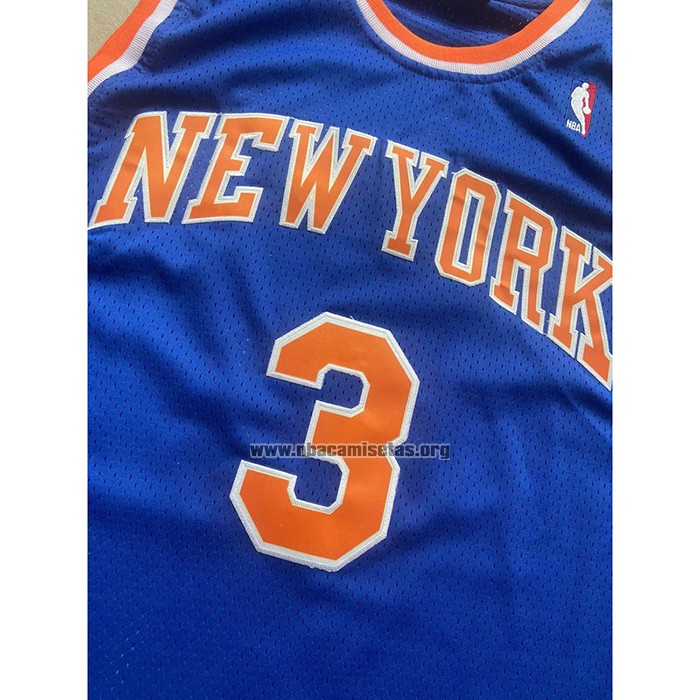 Camiseta New York Knicks John Starks NO 3 Mitchell & Ness Hardwood Classics Azul